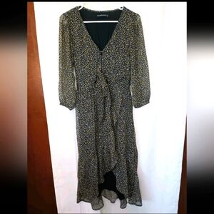 Abercrombie Fitch Ditsy Floral Maxi Dress Small Ruffle Faux Wrap Cottagecore